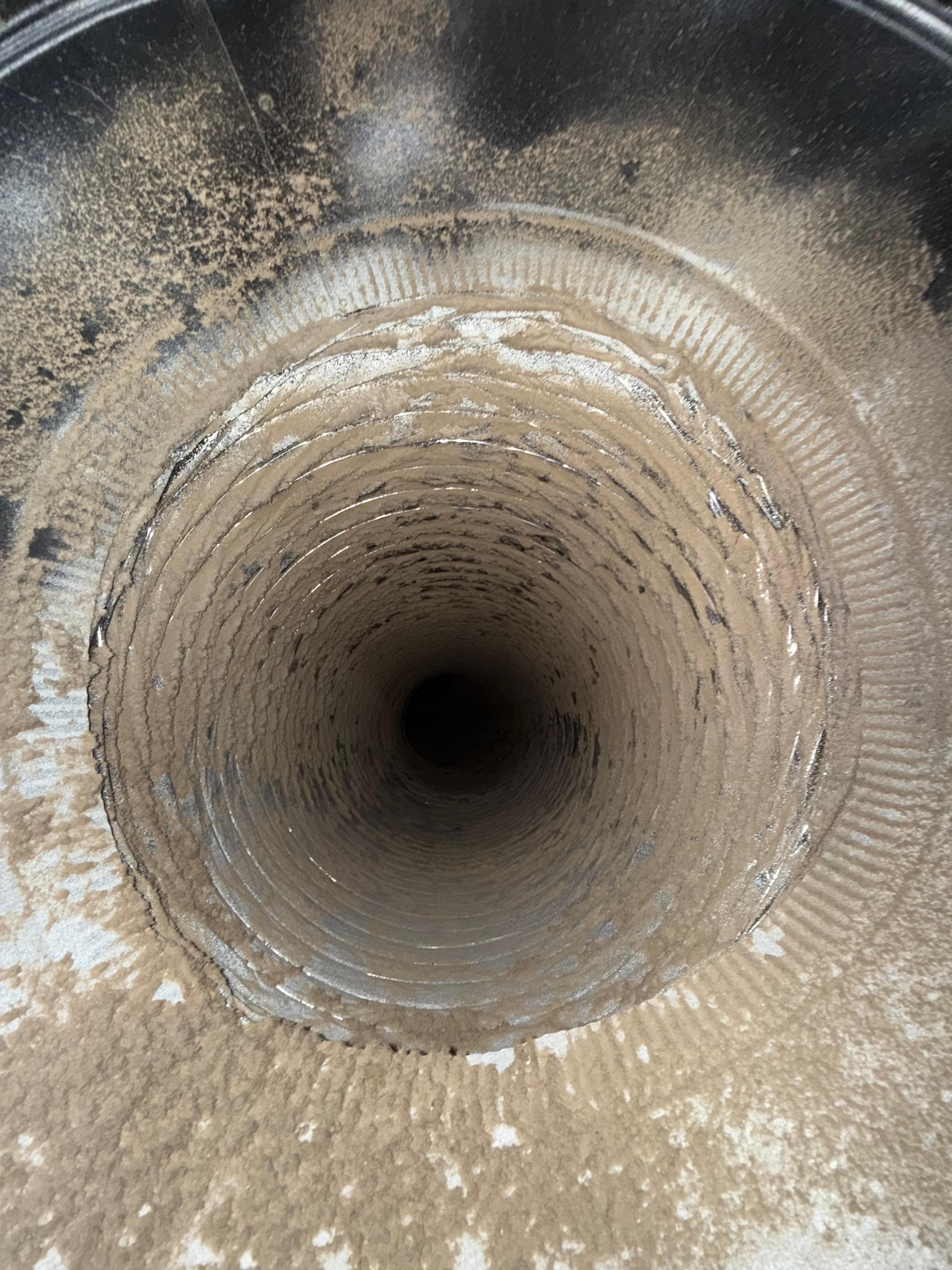 Air duct interior coated in debris before cleaning - Beaverton OR